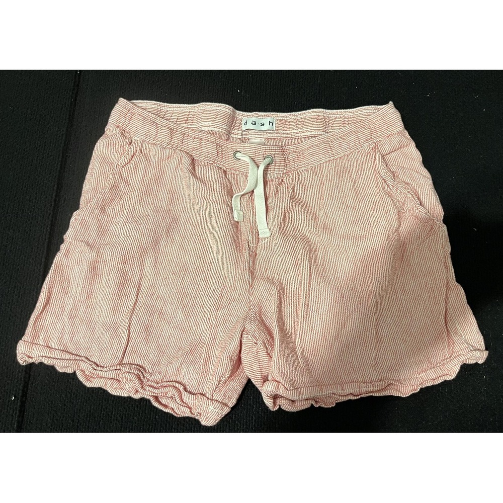 Dash Linen Shorts Womens Medium Red White Striped Seersucker‎ Drawstring
